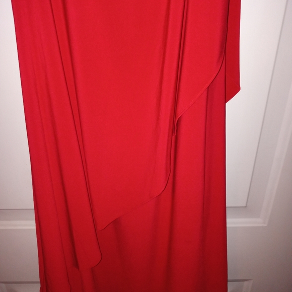 Dressbarn Collection Red Polyester ♥️ One Shoulder Dress Size 12 - Picture 4 of 7